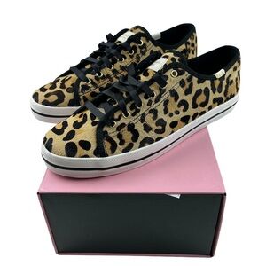 NIB Keds for Kate Spade kickstart genuine calf hair sneaker Tan Leopard Size 7.5